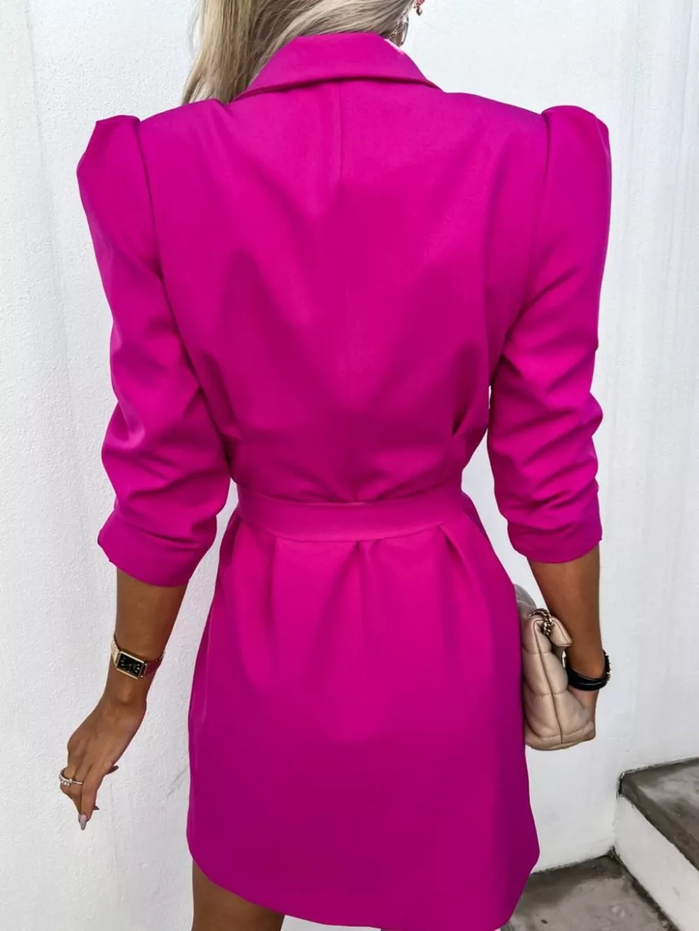 3/4 Sleeve Belted Blazer Dress, image 7