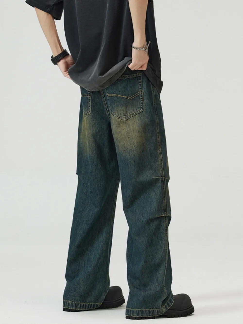 Men's Full Size Vintage Wash Wide Leg Jeans Plus Size, image 3