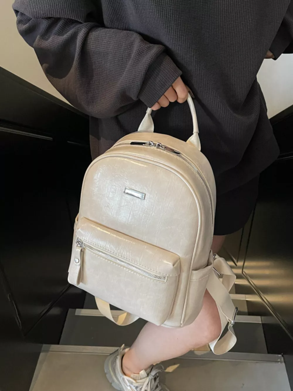 Lightweight Leather Backpack Bag, image 6