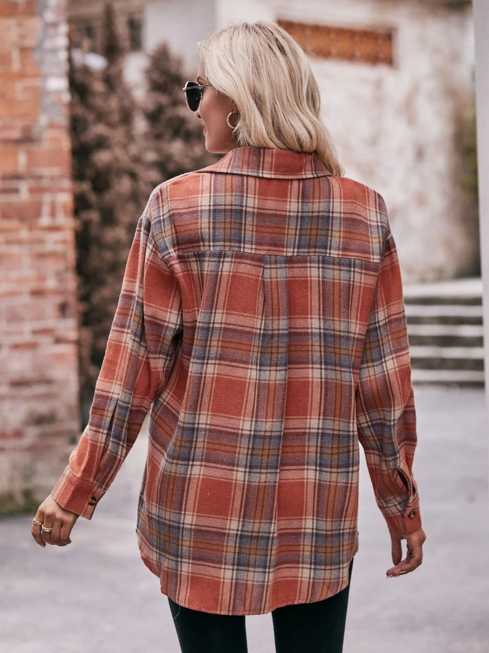 Plaid Button-Down Long Sleeve Shirt, image 16