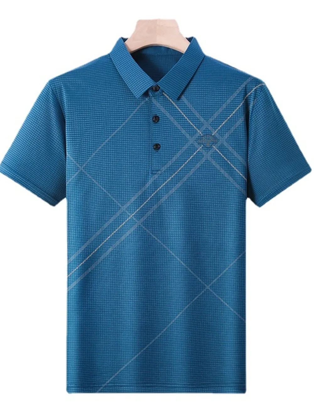 Men's Plus Size Geometric Pattern Quick-Dry Polo, image 5