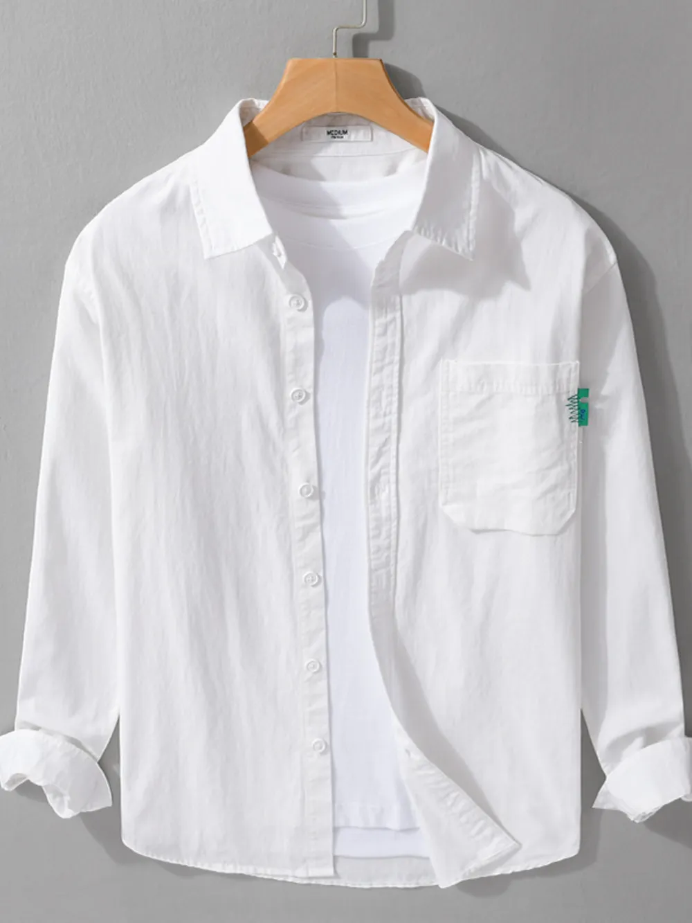 Men's Plus Size Button-Up Shirt with Chest Pocket, image 2
