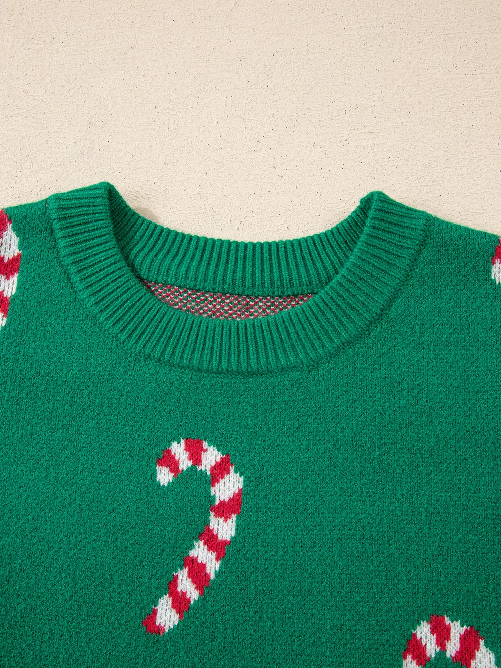 Christmas Candy Cane Holiday Drop Shoulder Sweater, image 6