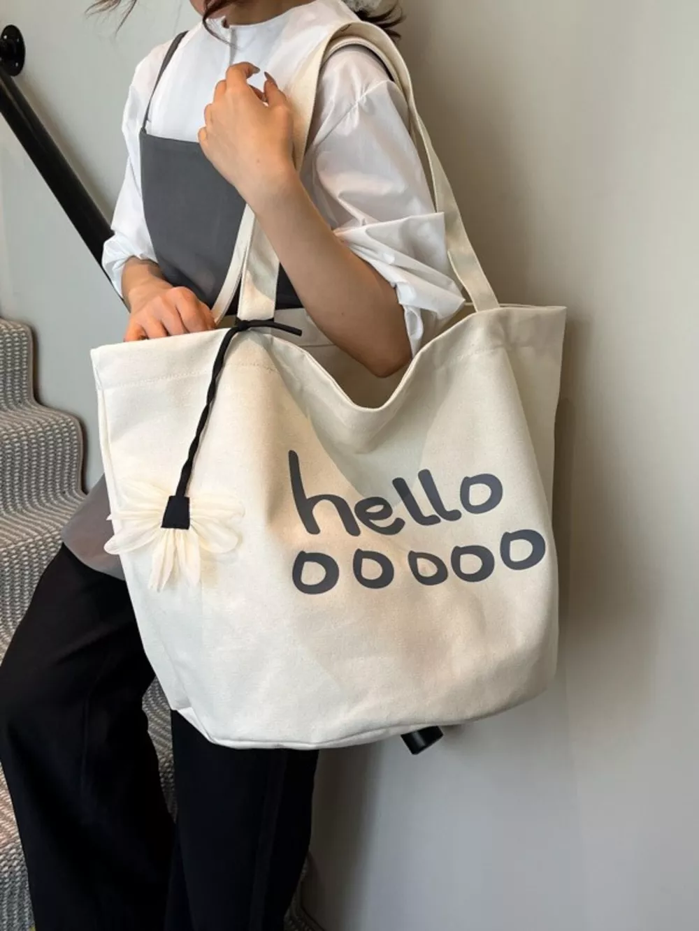 Letter Canvas Tote Bag, image 9