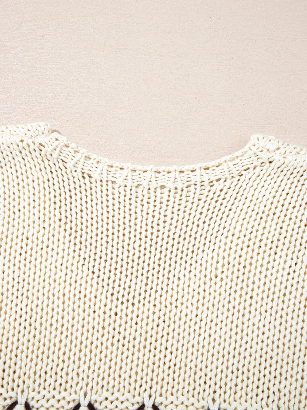Contrast Stitch Detail V Neck Drop Shoulder Sweater, image 3