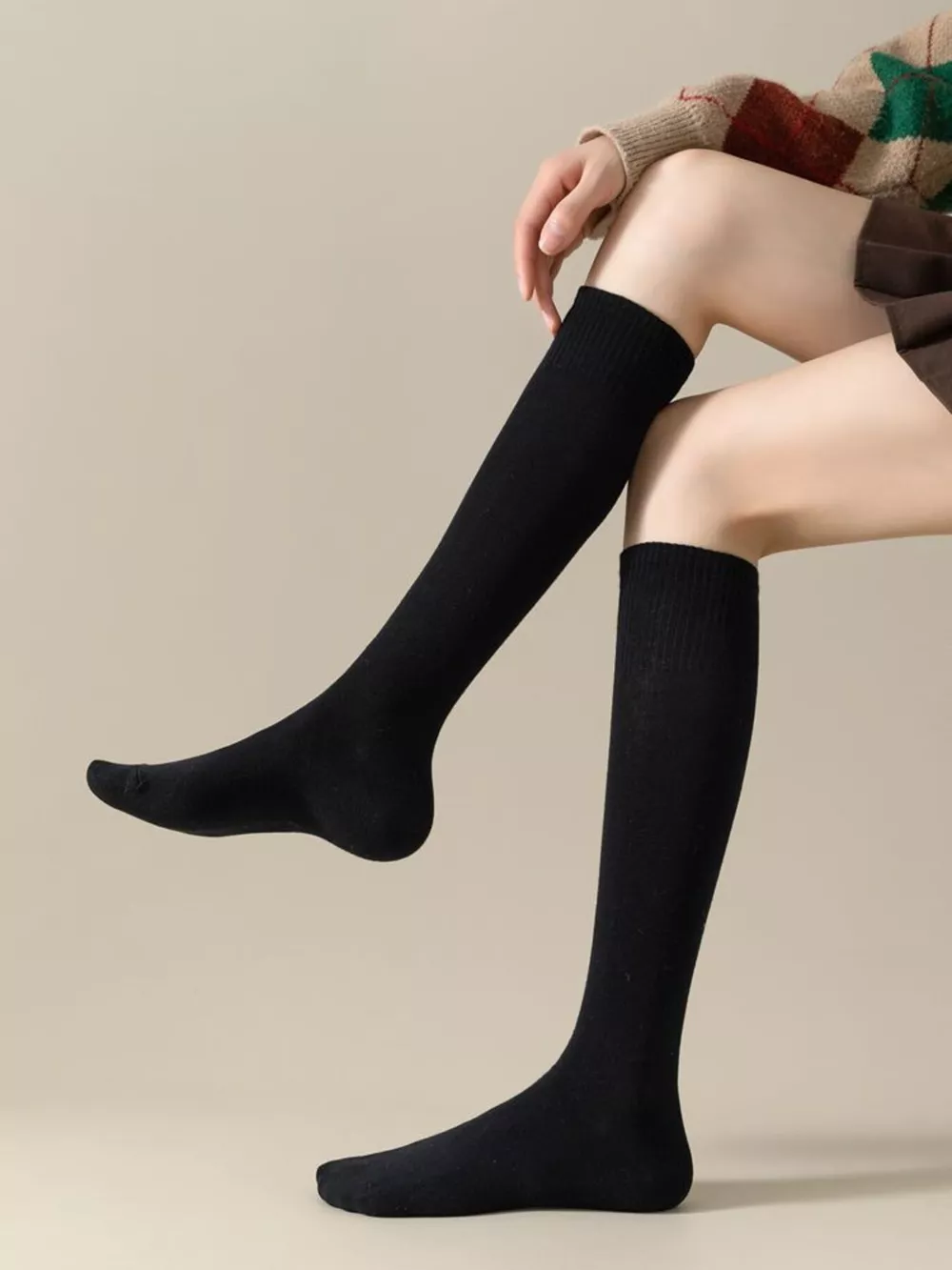 Ribbed Knee-High Socks, image 2