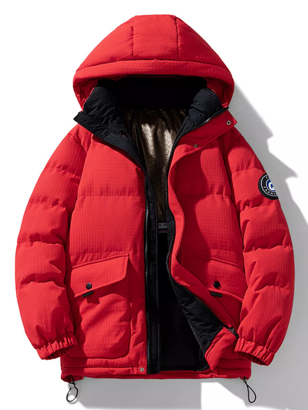 Men's Plus Size Contrast Hooded Puffer Jacket, image 4