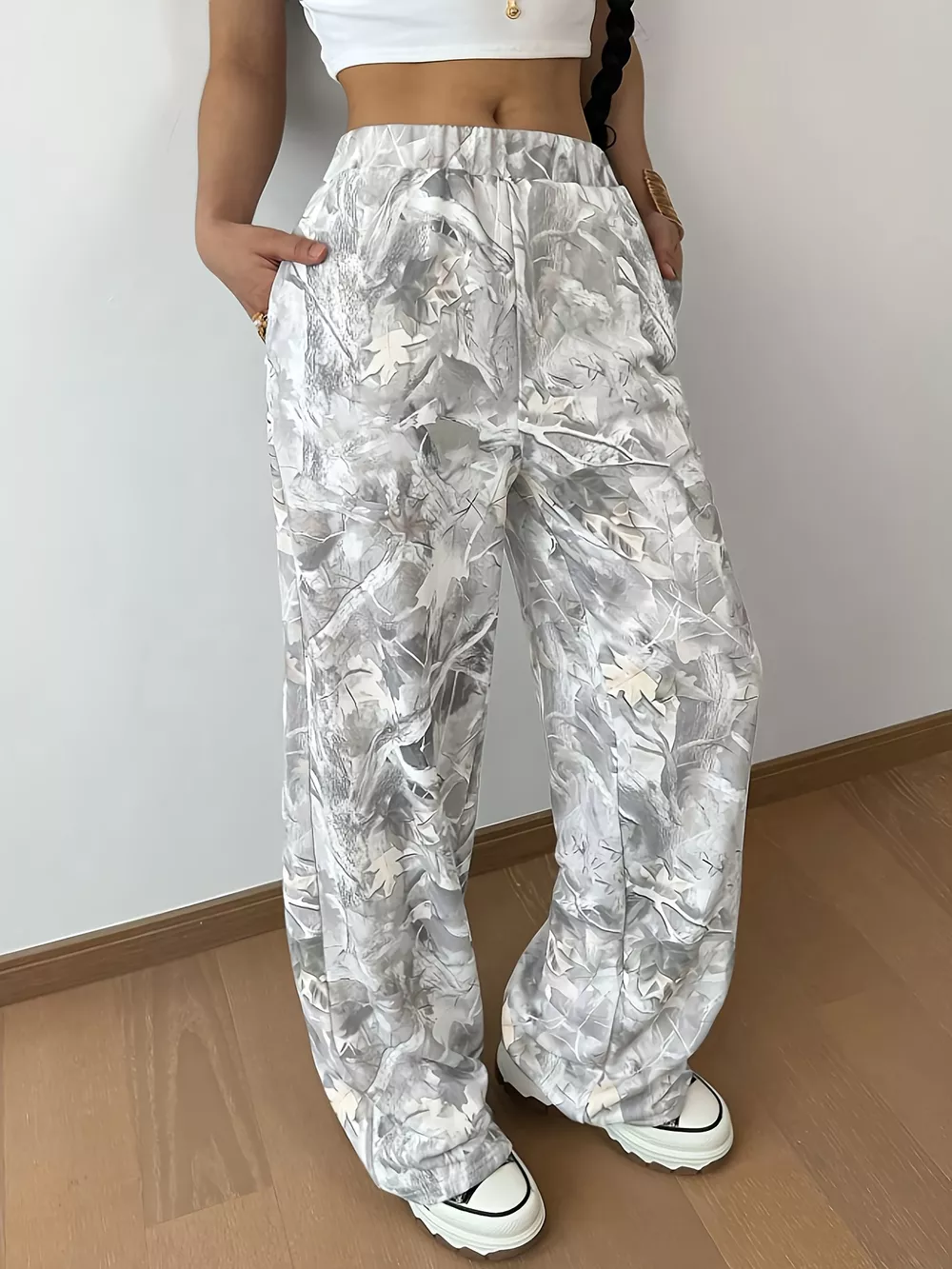 Abstract Print Wide Leg Pants, image 2