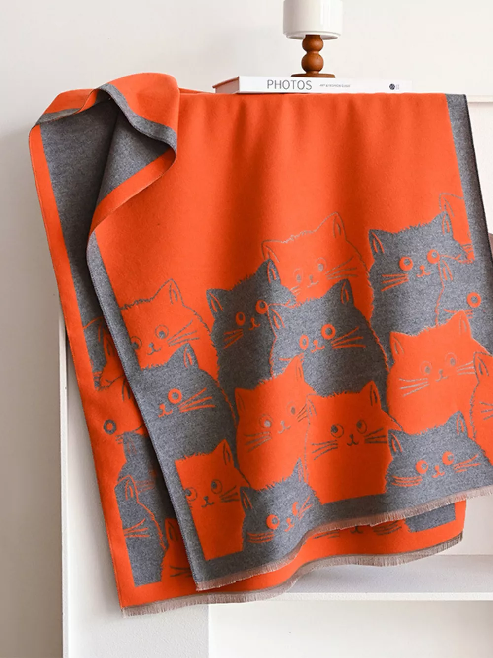 Cute Cat Pattern Knitted Scarf, image 9