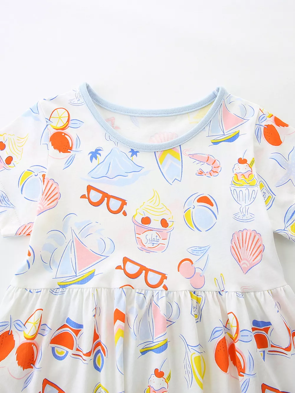 Children's Printed Round Neck Short Sleeve Dress, image 3