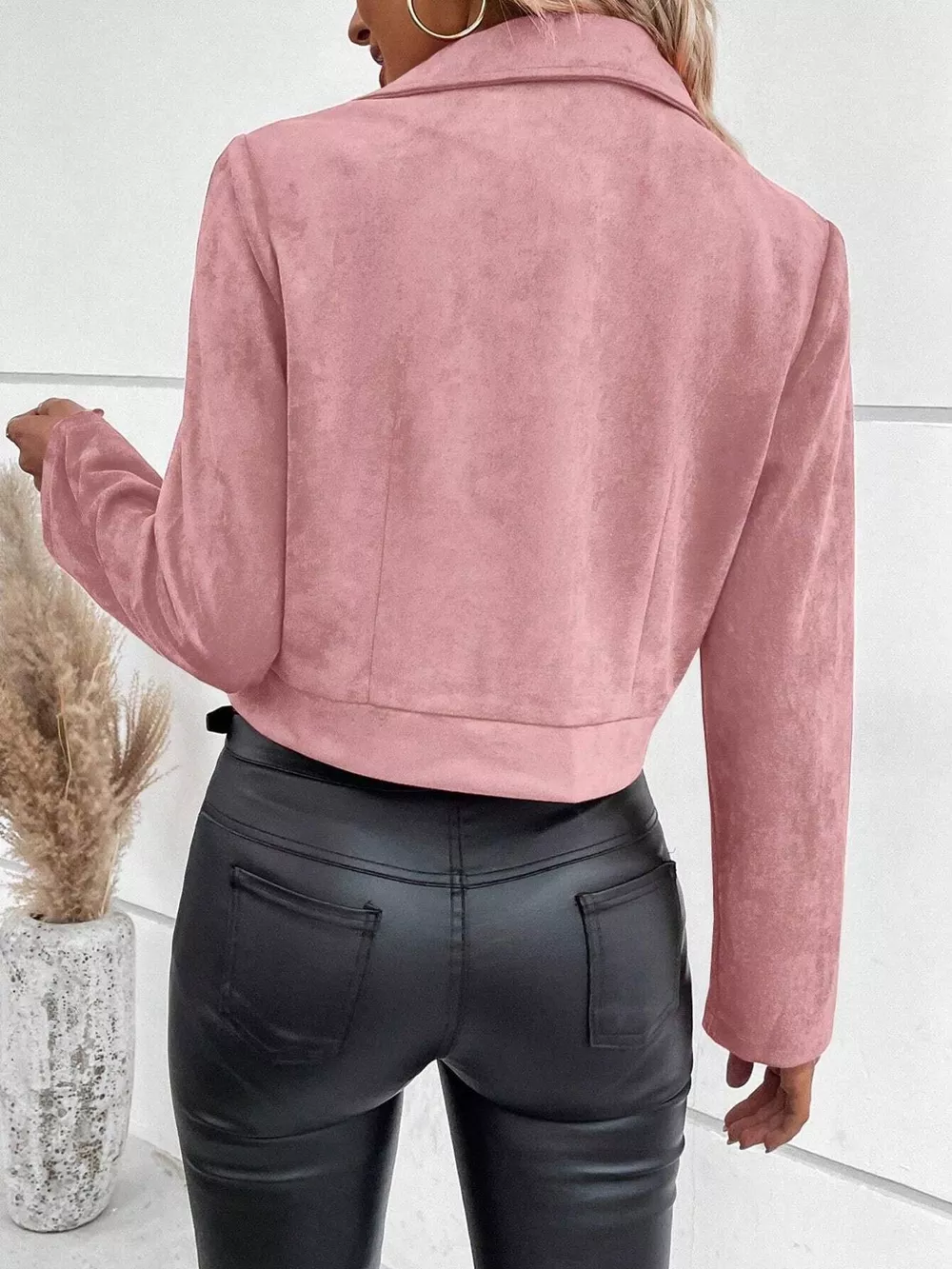 Suede Moto Jacket with Zip Detail, image 8