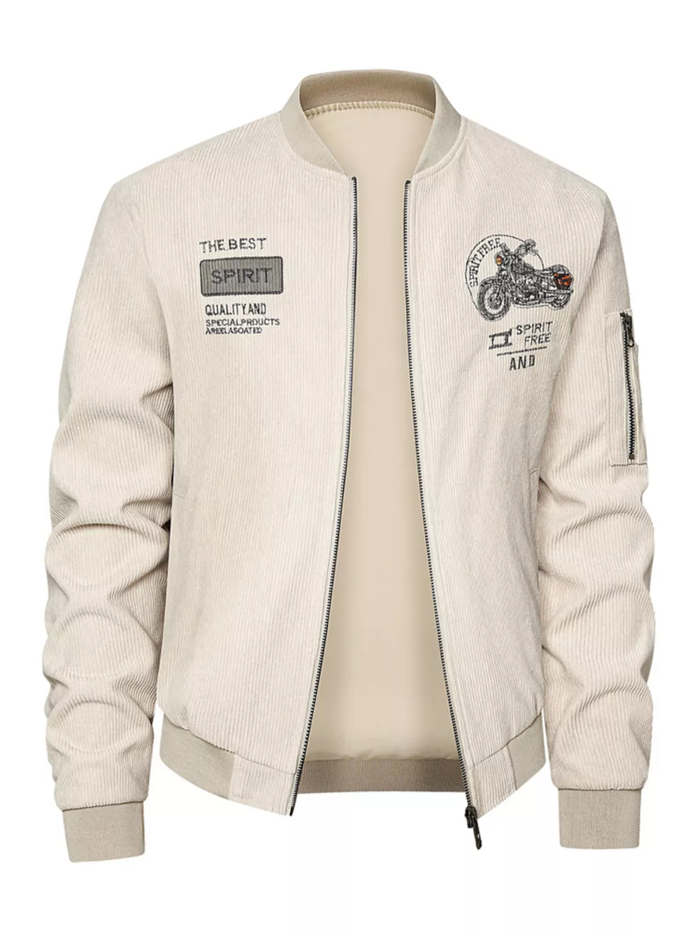 Men's Plus Size Zip Up Corduroy Bomber Jacket, image 3