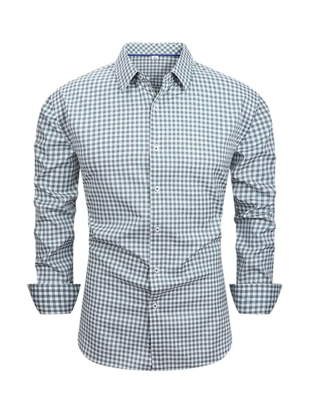 Men's Full Size Classic Fit Long Sleeve Gingham Shirt Plus Size, image 2