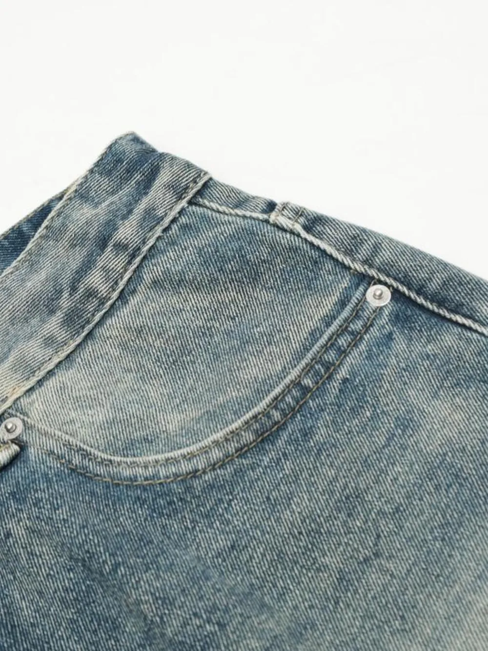 Men's Distressed Wide Leg Vintage Wash Jeans, image 14