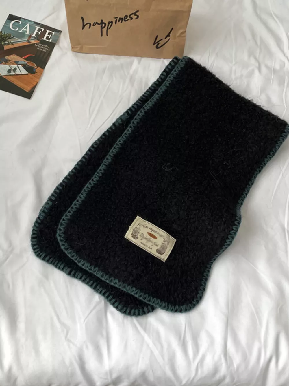 Contrast Trim Plush Winter Scarf