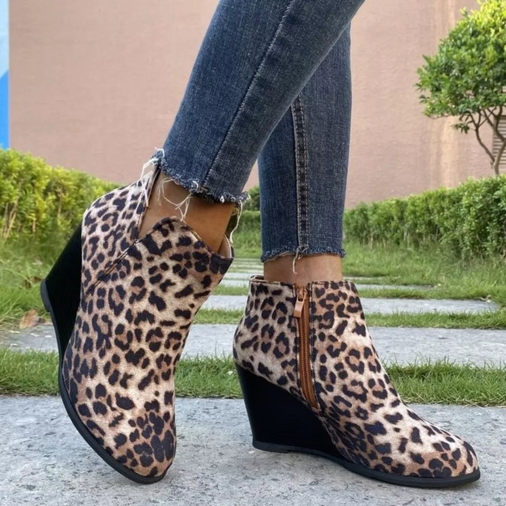 Round Toe Wedge Ankle Boots, image 12
