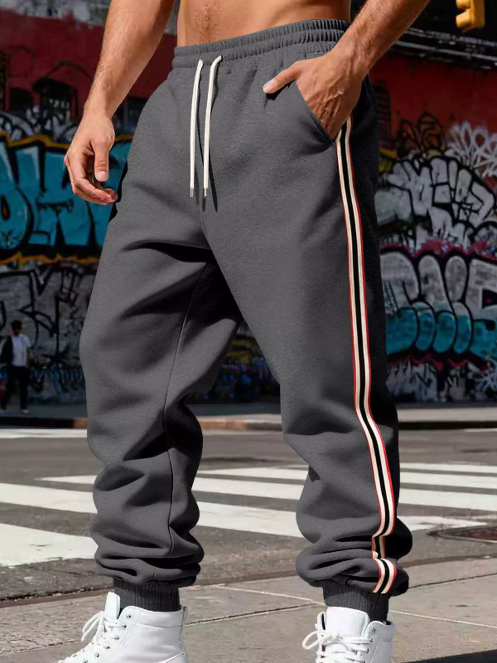 Men's Full Size Side-Striped Drawstring Joggers Plus Size, image 17
