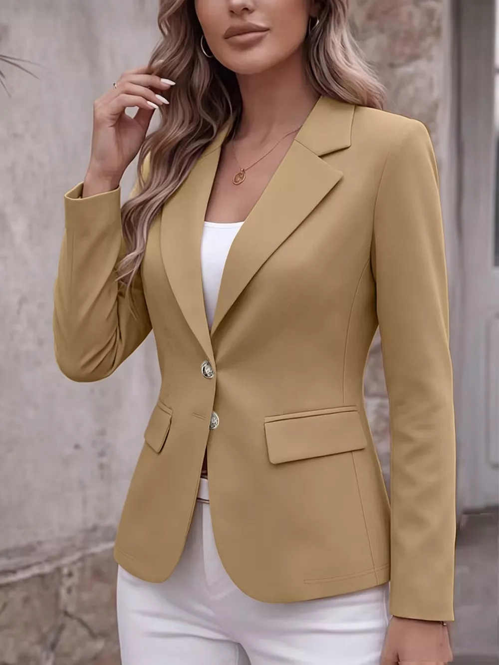Full Size Lapel Collar Long Sleeve Blazer Plus Size, image 9