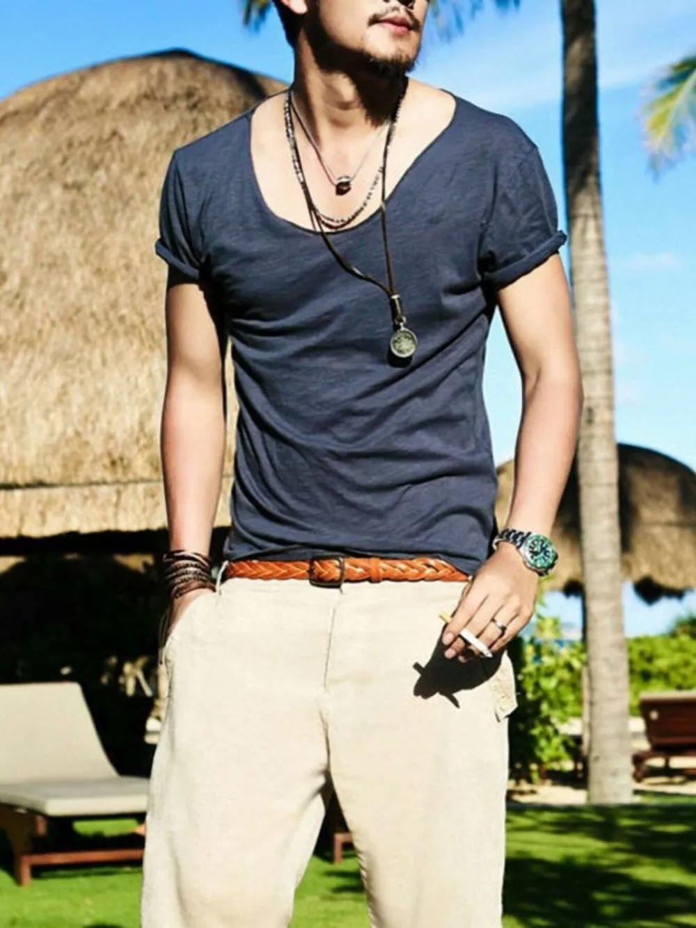 Men's Casual Solid Color Short Sleeve T-Shirt, image 5
