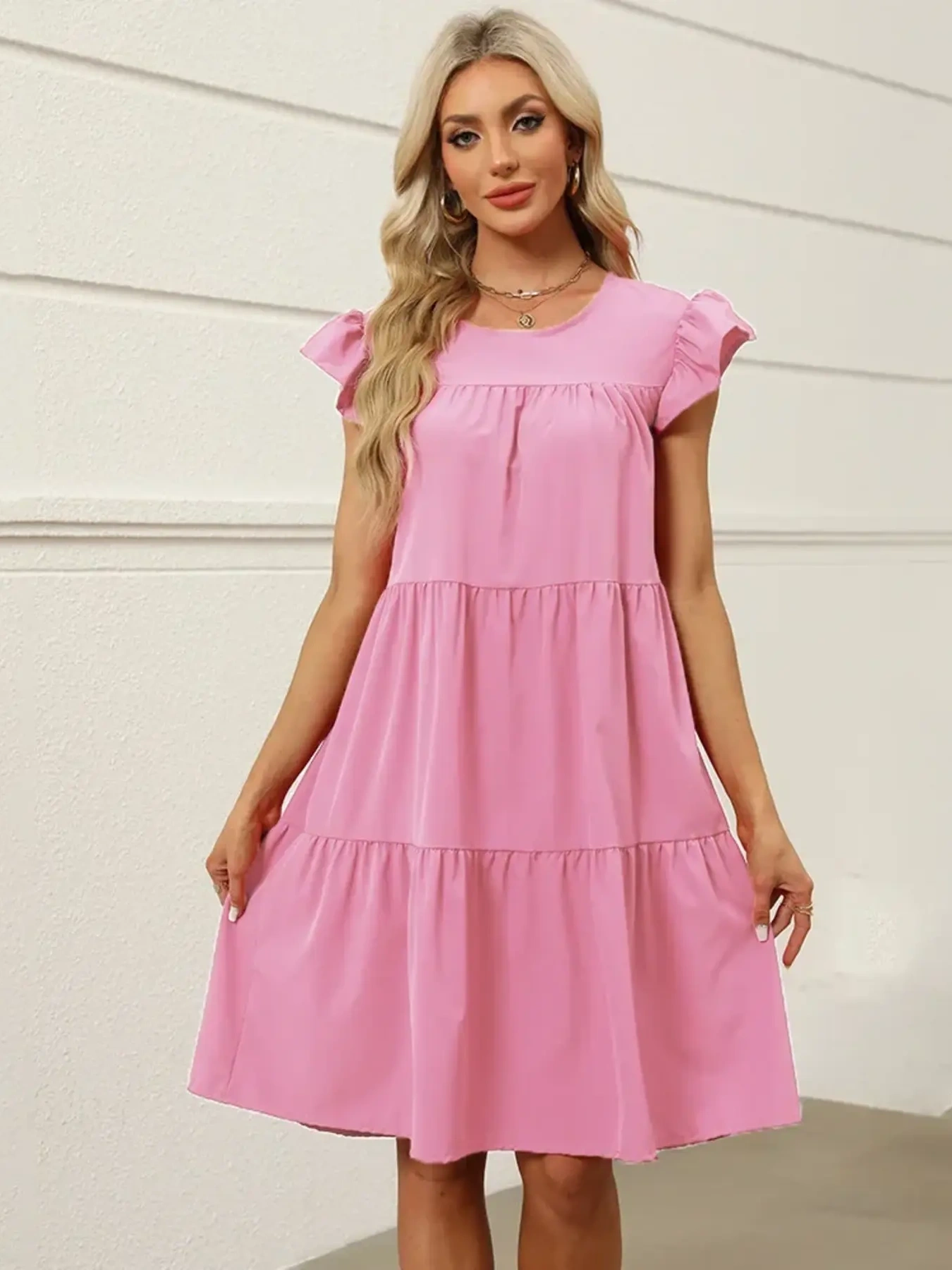 Tiered Ruffle Sleeve Mini Dress, image 8