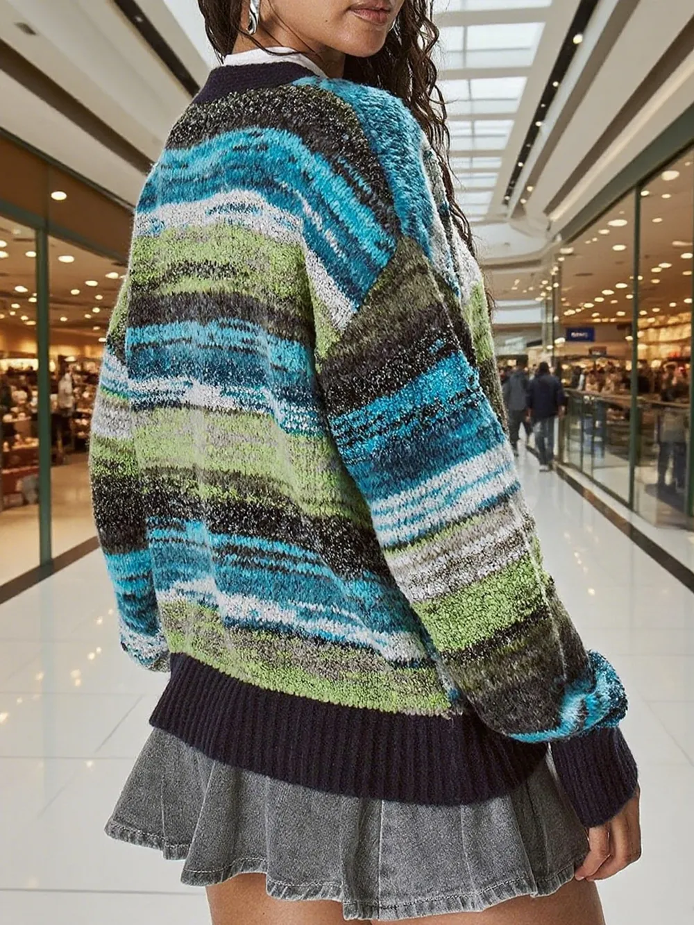 Gradient Stripe Button-Up Cardigan, image 11