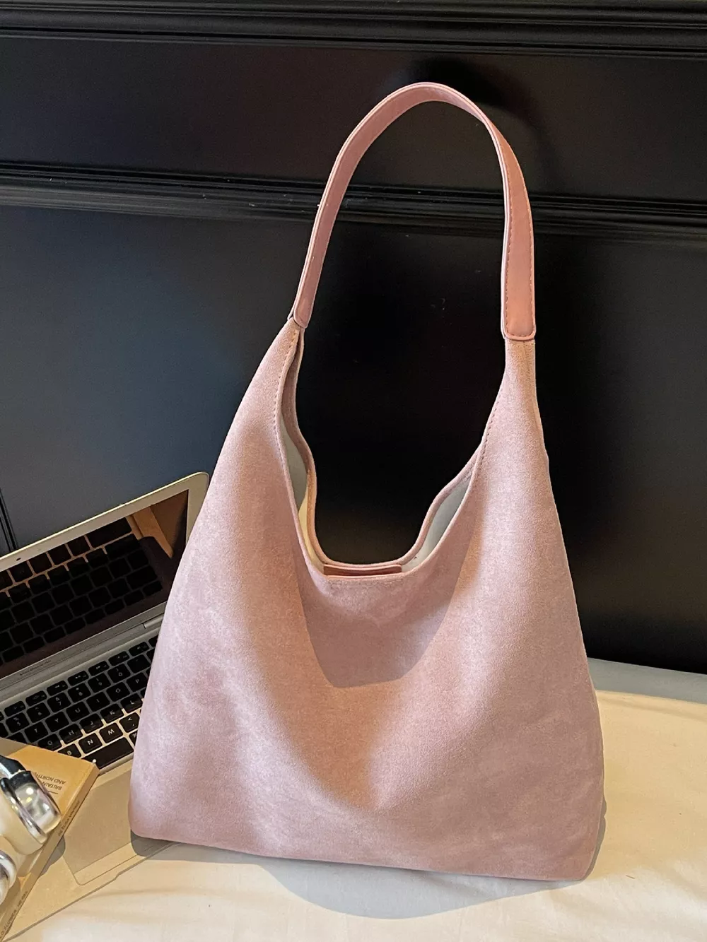 Solid Color Casual Suede Handbag, image 3