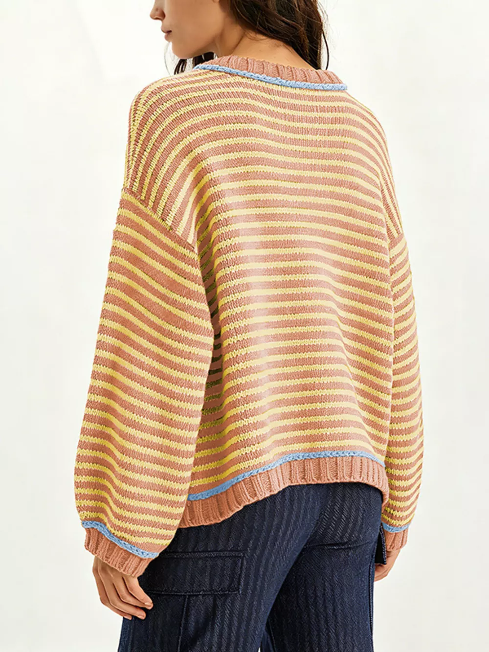 Oversized Striped Dropped Shoulder Sweater, image 4