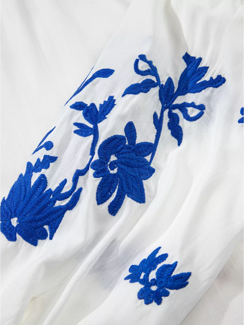 Floral Embroidered Tie Neck Blouse, image 2