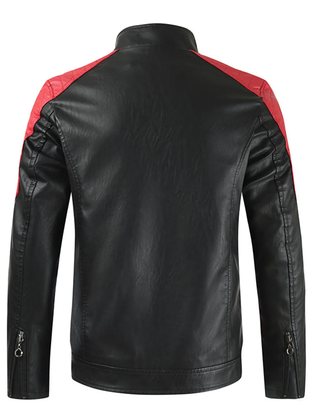 Men's Plus Size Color Block Leather Jacket, image 4