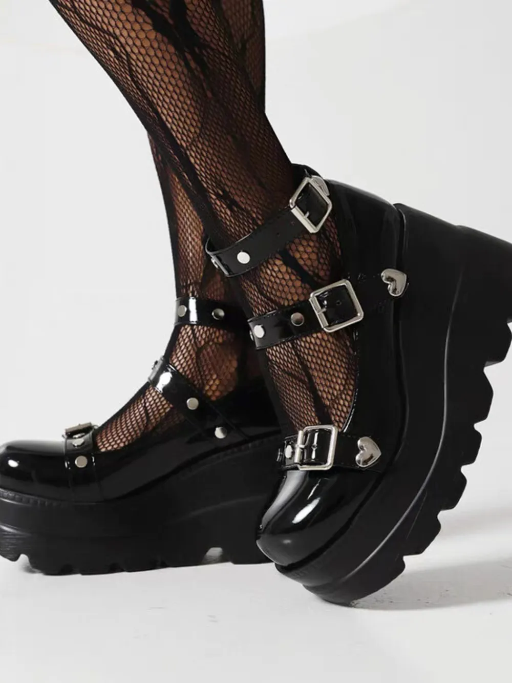 Platform Mary Jane Shoes with Triple Buckle Straps, image 2