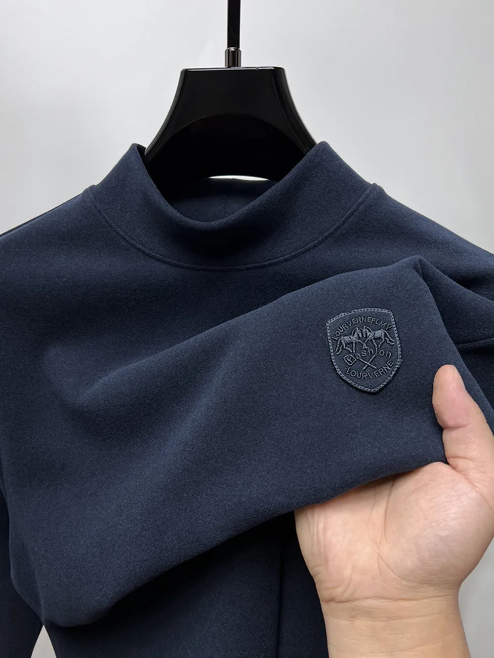 Men's Plus Size Mock Neck Long Sleeve T-Shirt, image 3