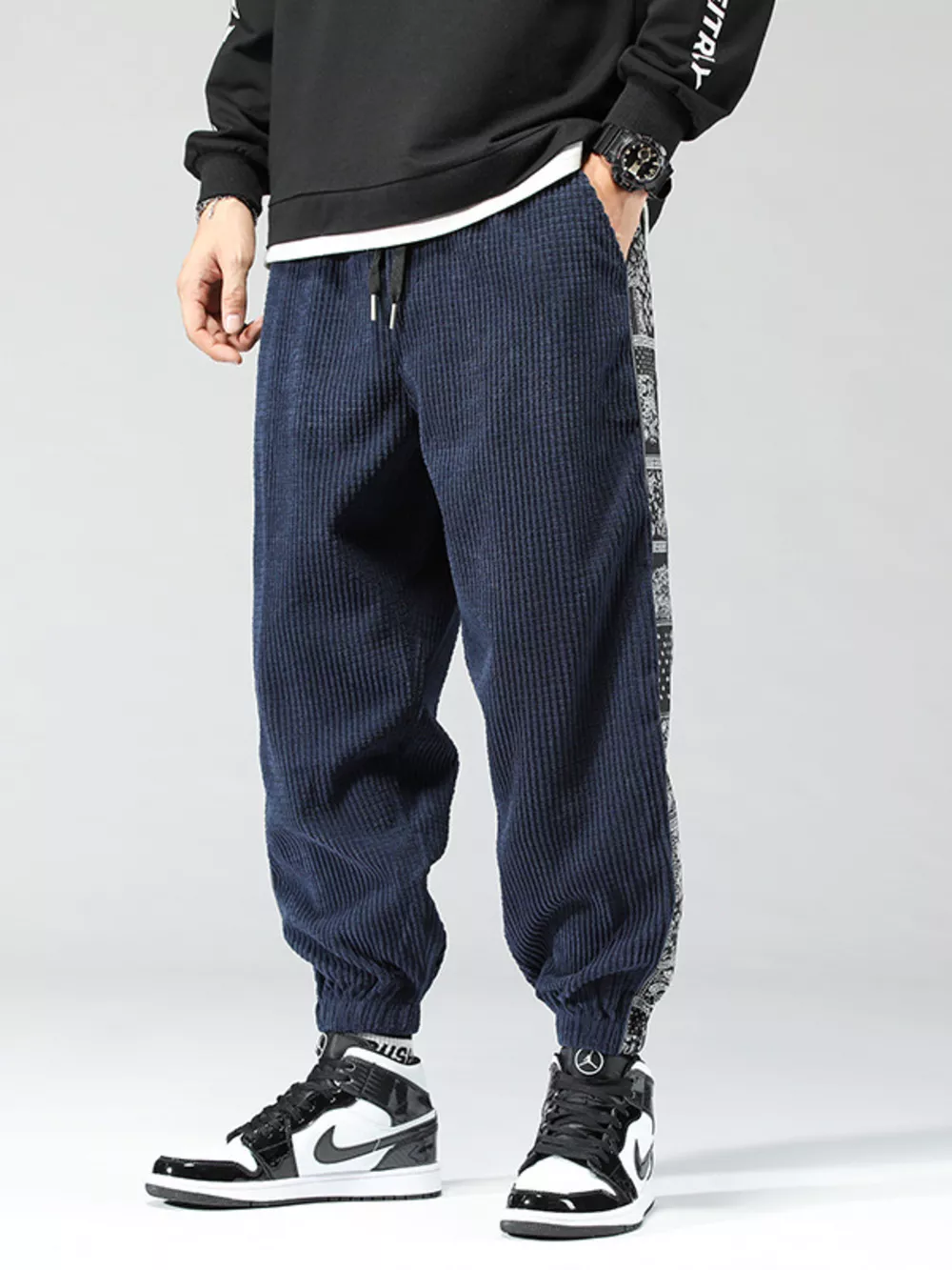 Men's Plus Size Loose Fit Corduroy Joggers, image 5