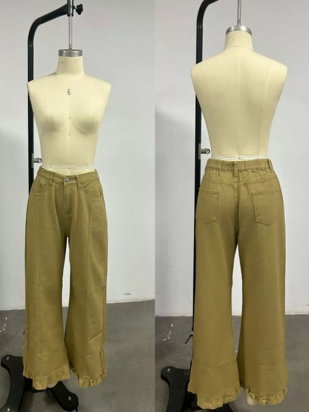 Full Size High-Waisted Wide-Leg Ruffle Hem Jeans Plus Size, image 5
