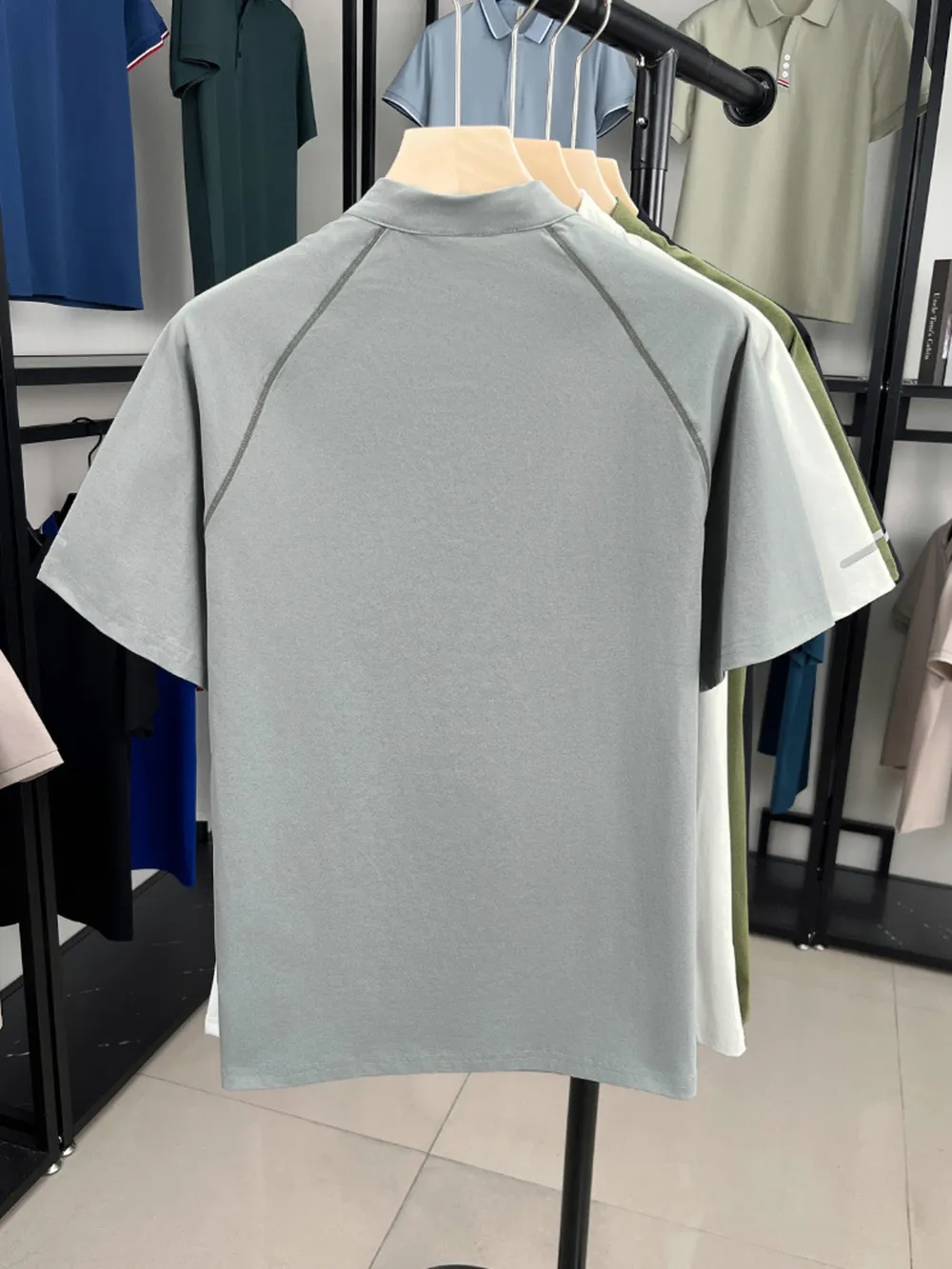 Men's Plus Size Quarter Zip Short Sleeve Top, image 3