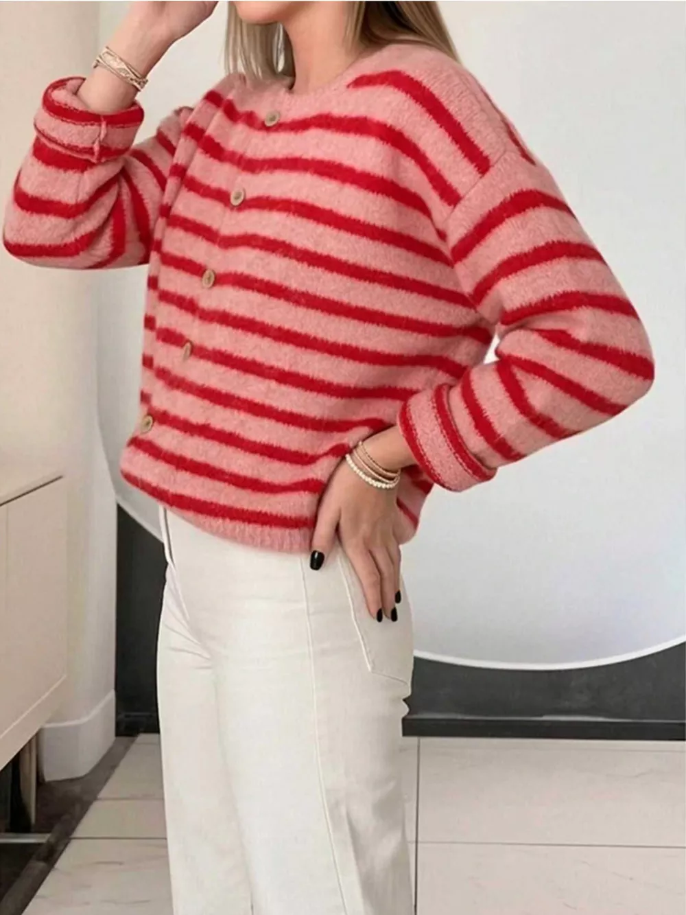 Striped Button-Down Cardigan, image 4