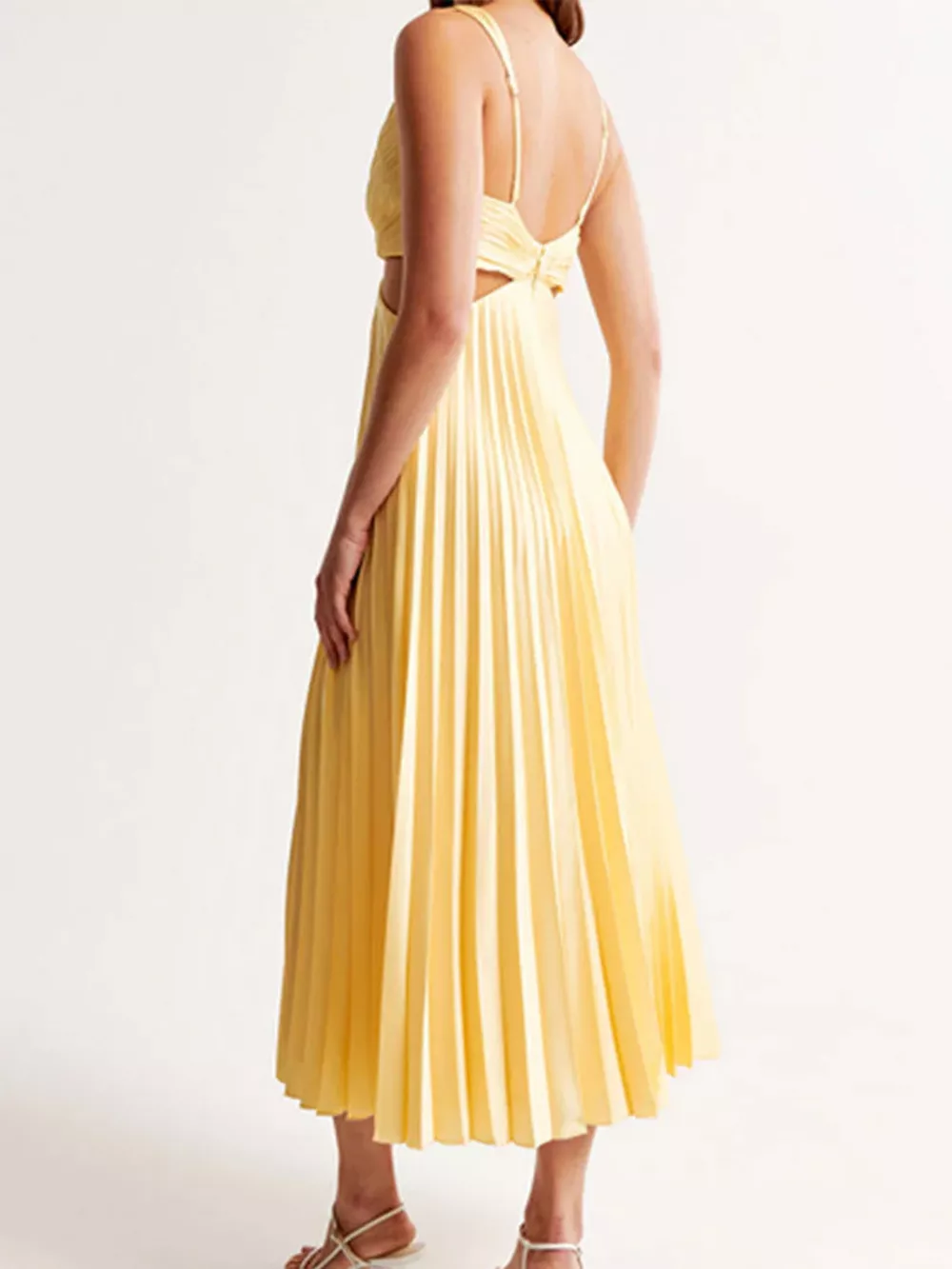 Elegant Pleated Midi Dress with Cut-out Details, image 3