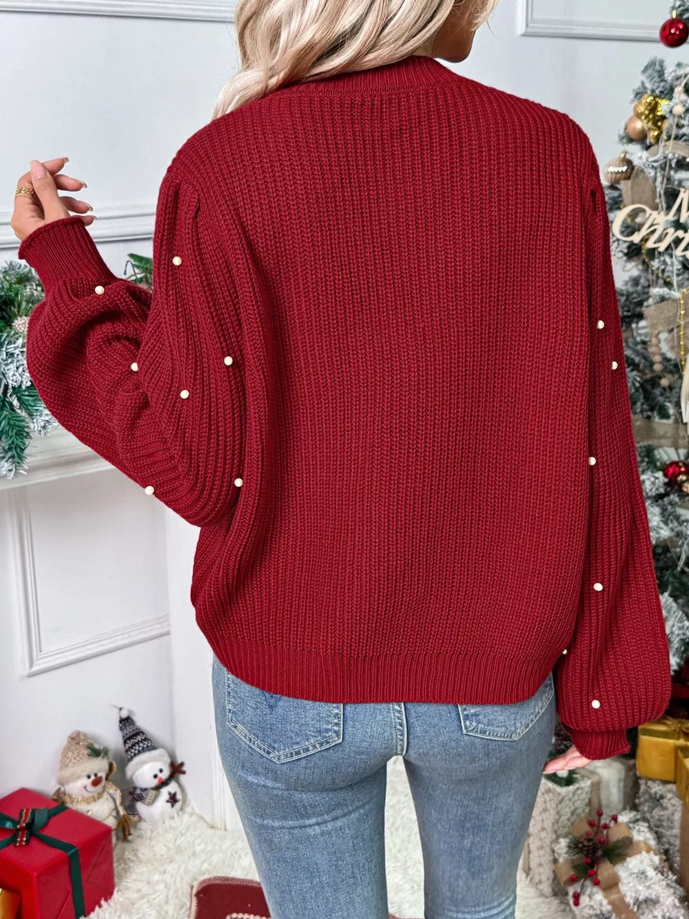 Pearl Embellished Button Up Cardigan, image 3