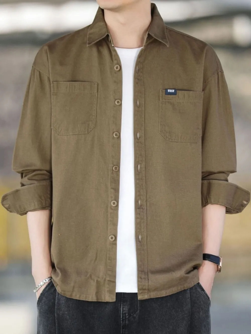 Men's Plus Size Button Up Long Sleeve Shirt, image 3