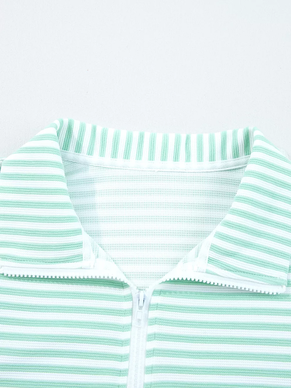 Stripe Quarter Zip Collar Long Sleeve Top, image 15