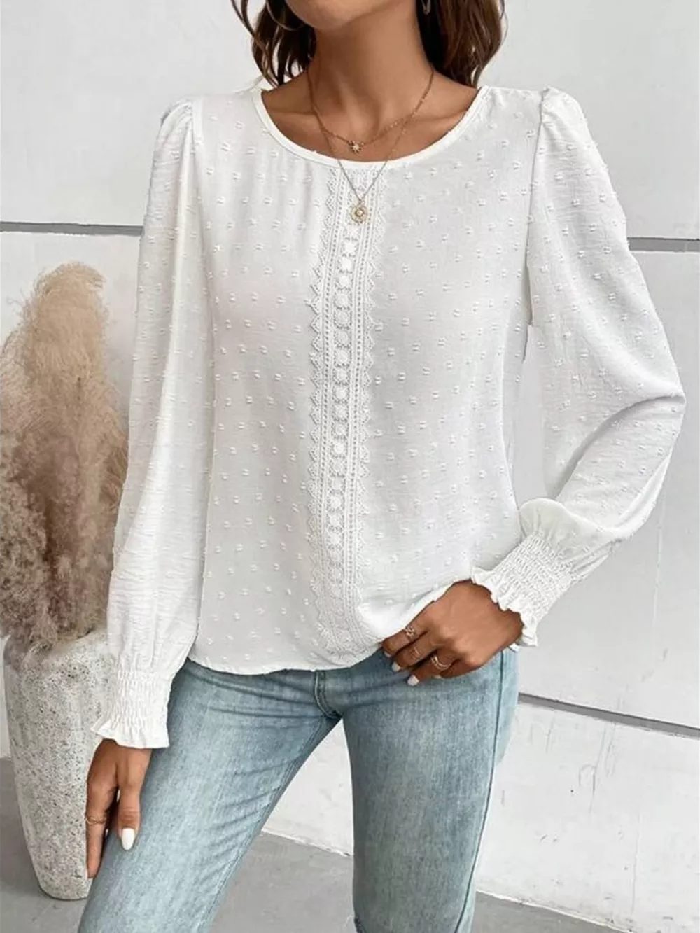Swiss Dot Long Sleeve Blouse, image 3
