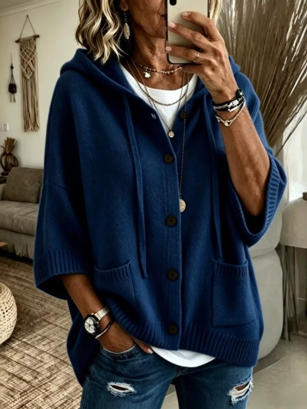 Full Size Hooded Button-Down Knit Cardigan Plus Size, image 13