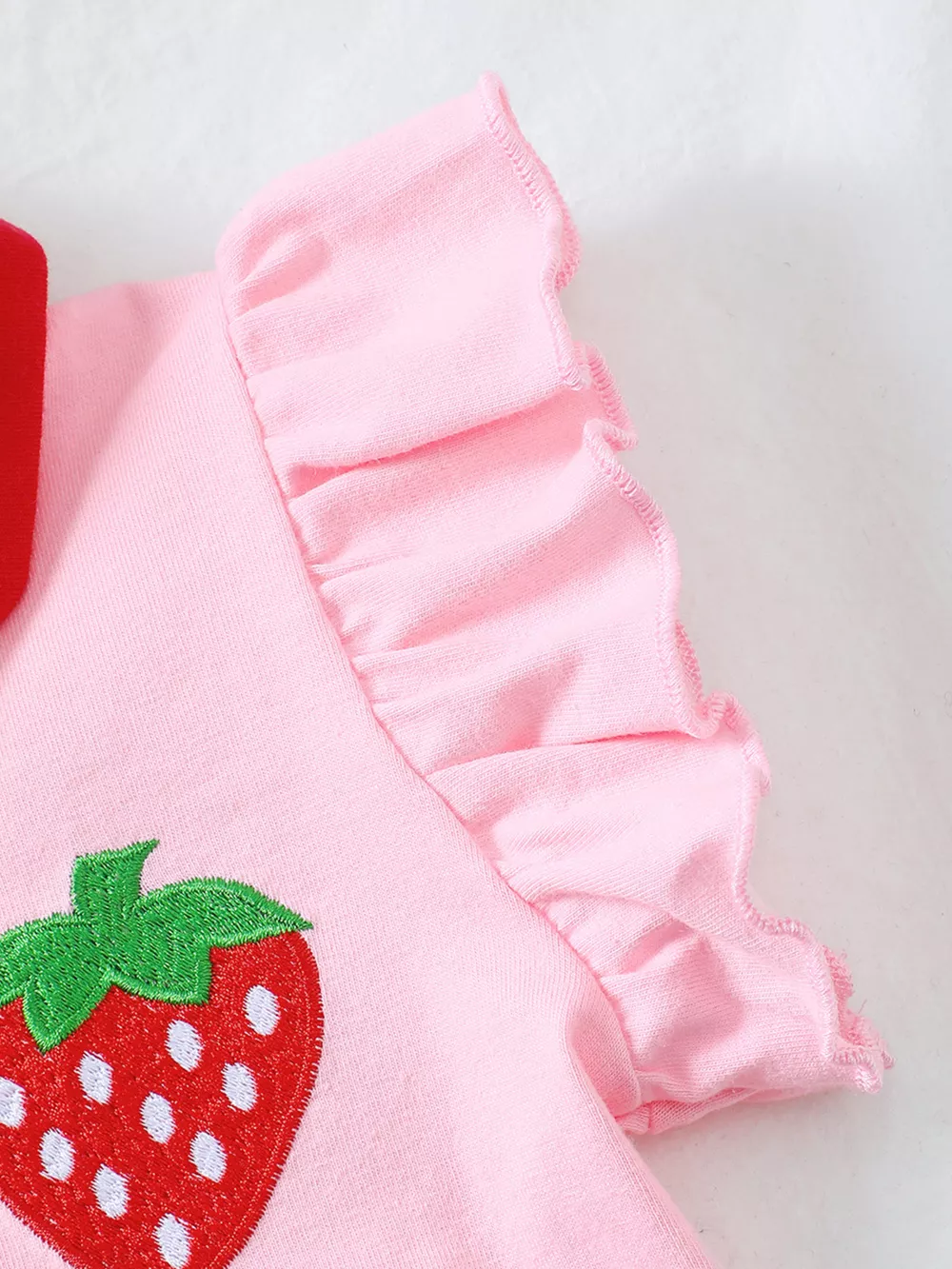 Children's Strawberry Embroidered Polo & Denim Skirt Set, image 5