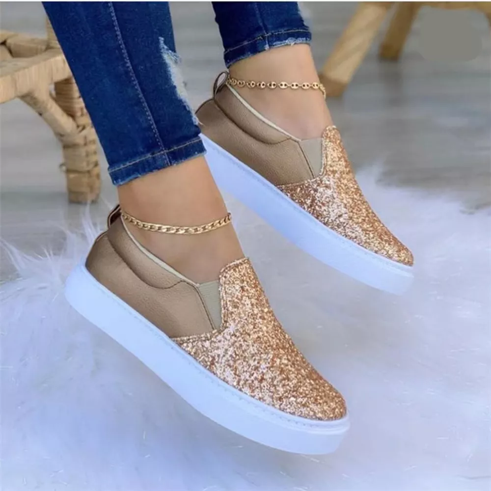Sequin Round Toe Platform Slip-Ons, image 8