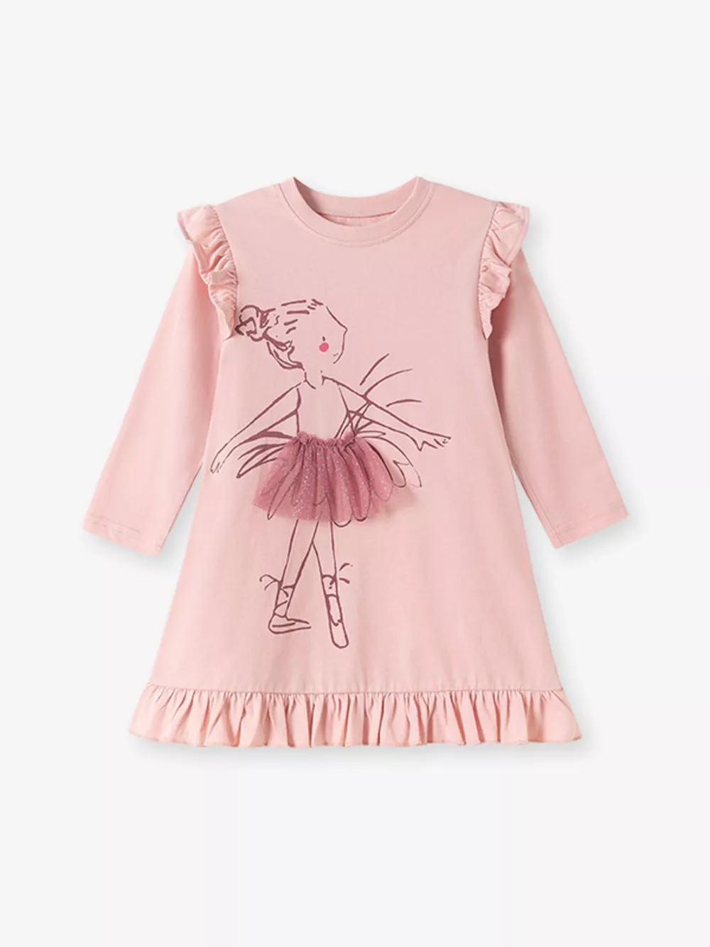 Children's Ruffle Trim Long Sleeve Dress, image 2