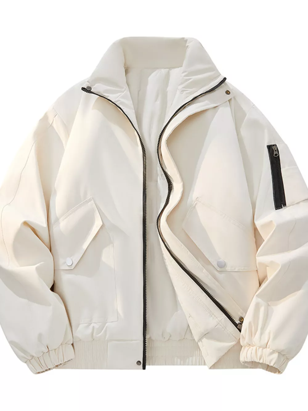 Men's Plus Size Casual Stand Collar Lightweight Bomber Jacket, image 5