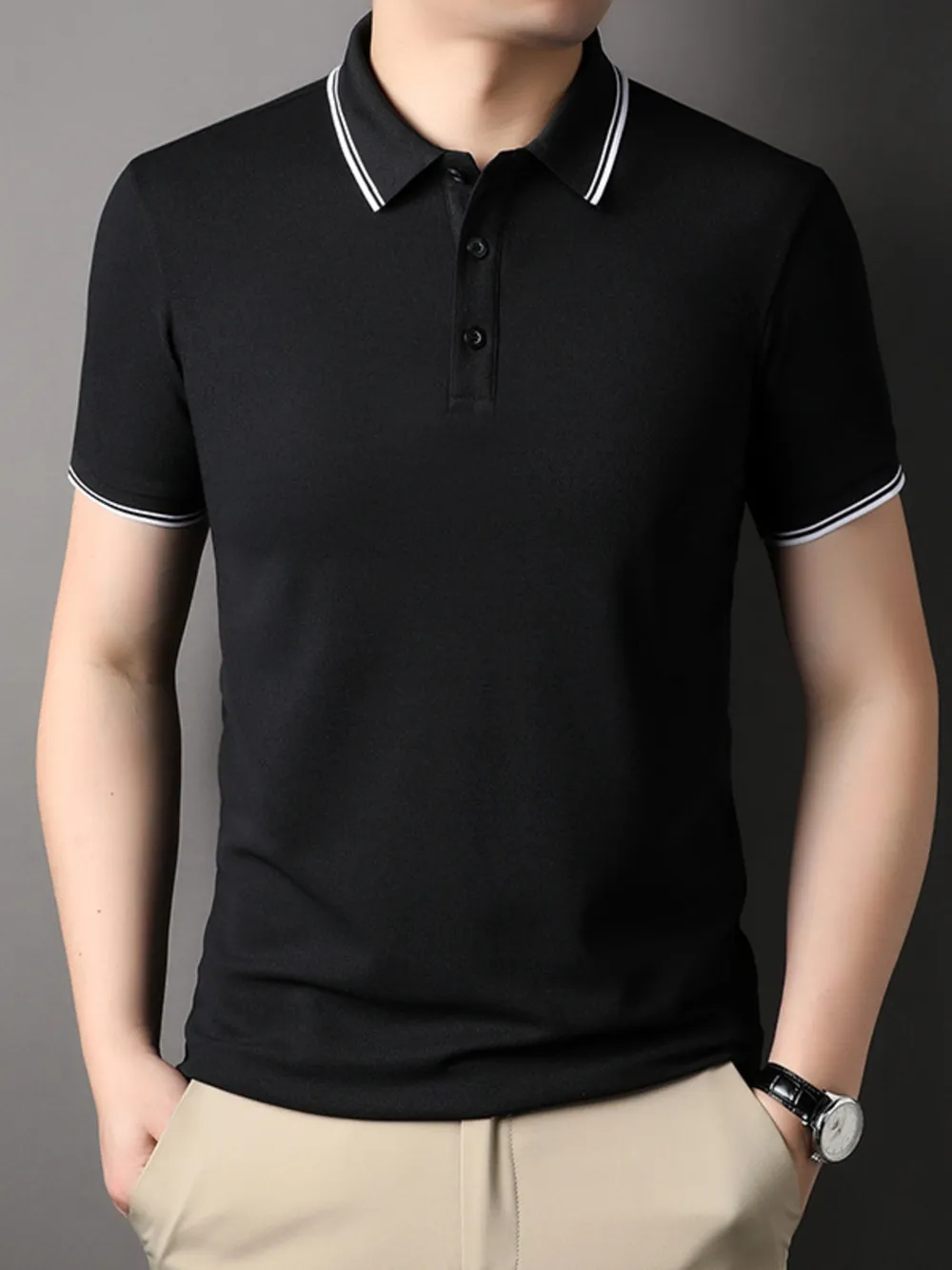 Men's Plus Size Button Detail Short Sleeve Polo
