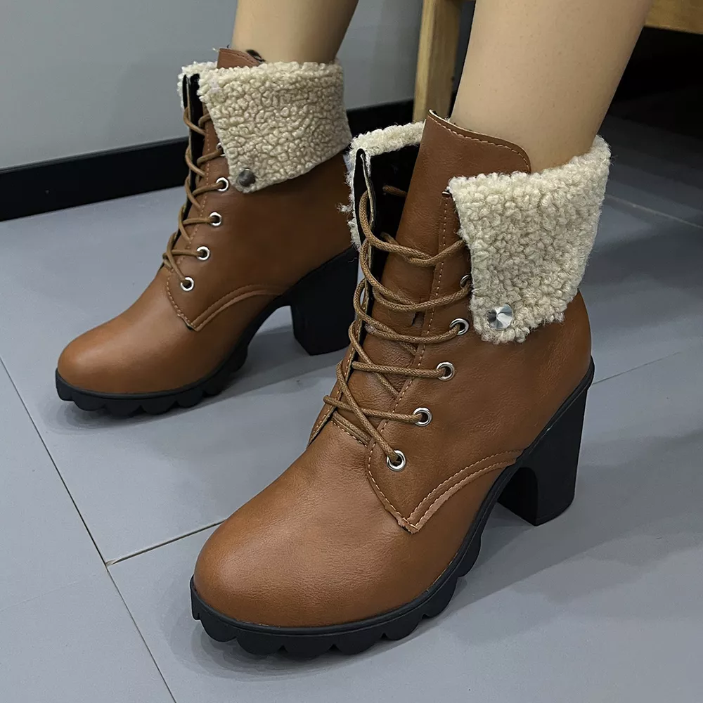 Lace Up Block Heels Boots, image 4