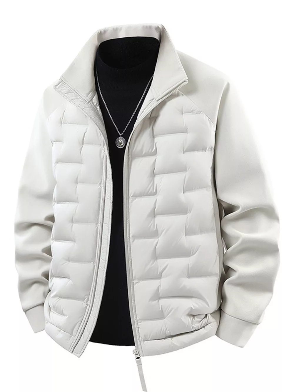 Men's Plus Size Lightweight Padded Stand Collar Jacket, image 2