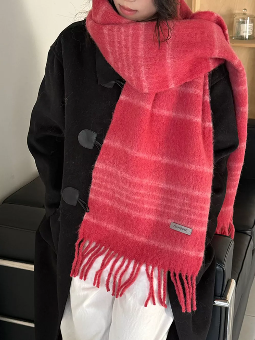 Cozy Striped Fringe Hem Scarf, image 9