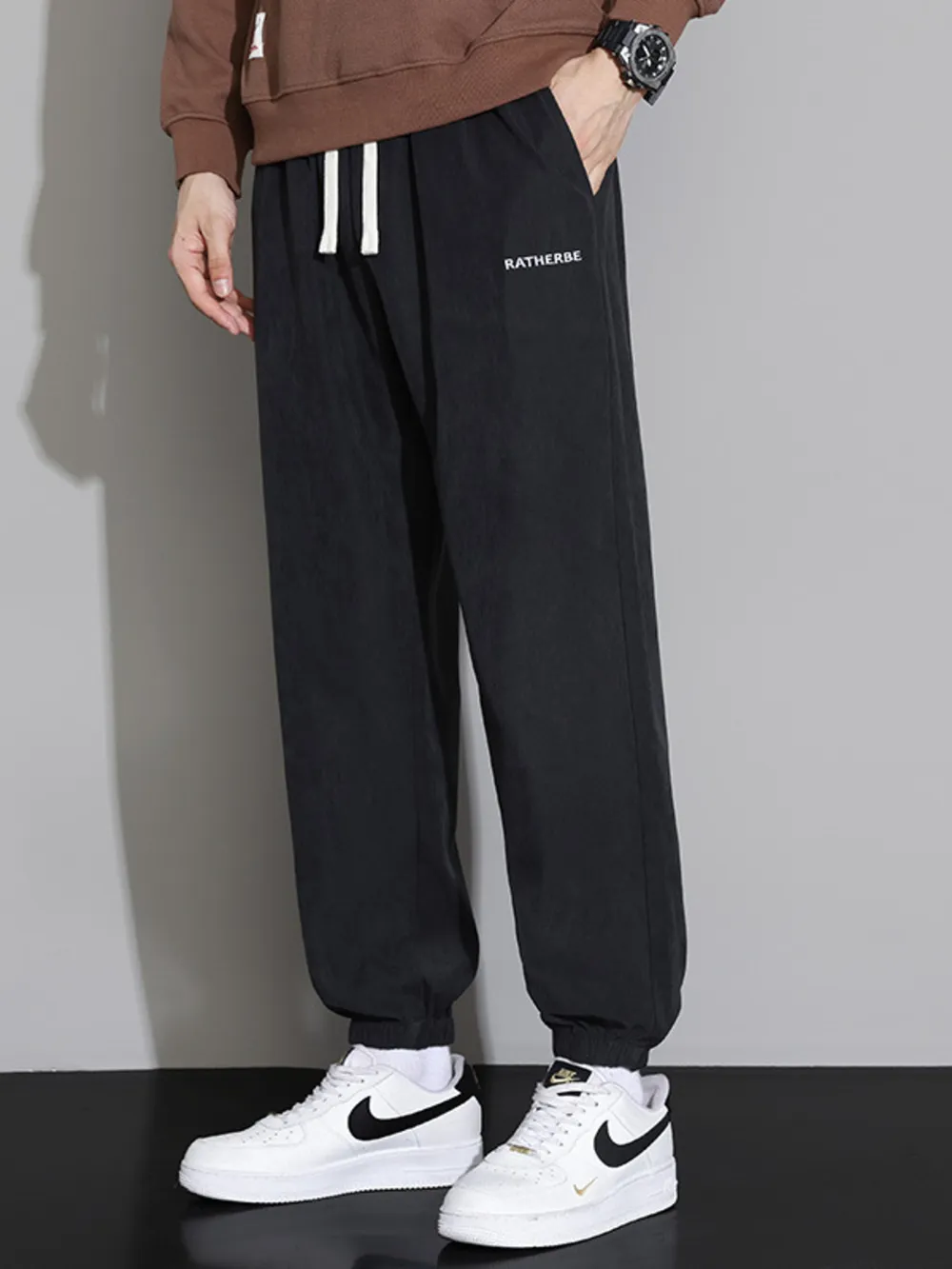 Men's Plus Size Drawstring Joggers with Side Pockets